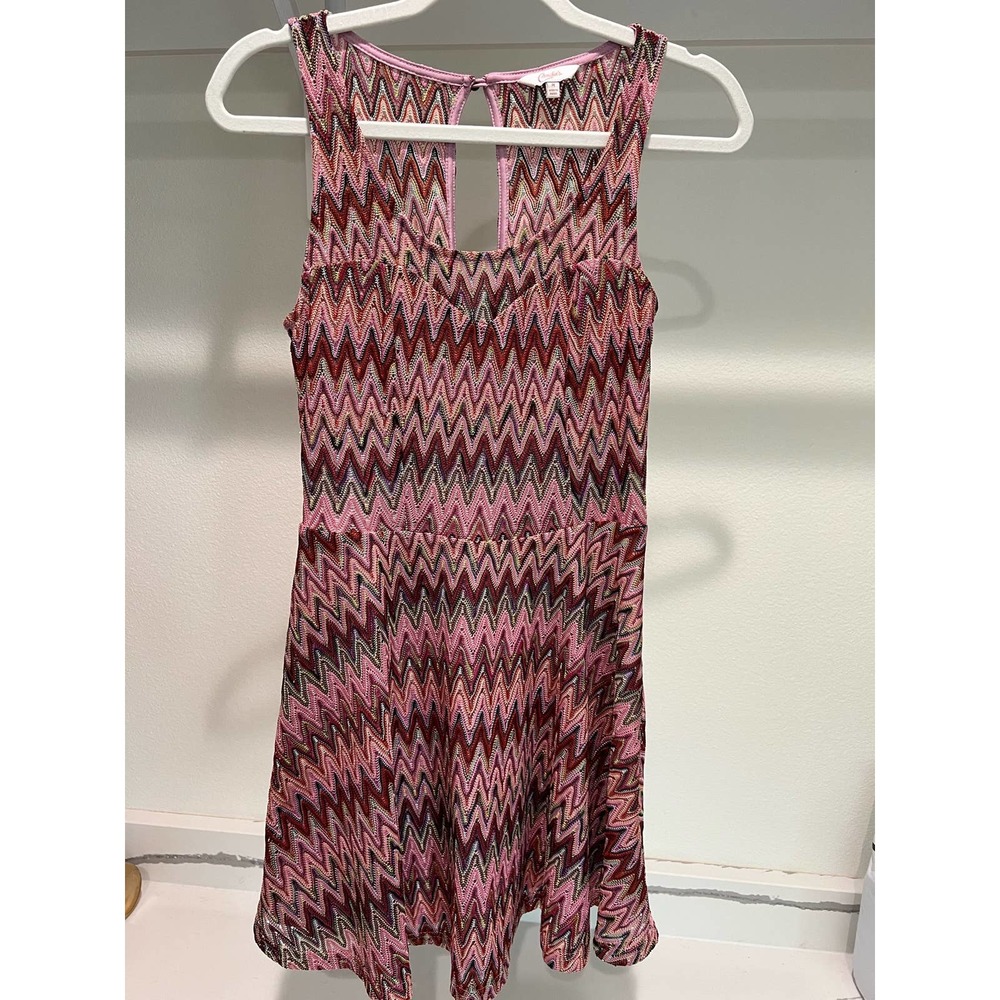 Candie's Women's Knit 70's 90's Dress Colorful Sleeveless V Neck Size Medium‎